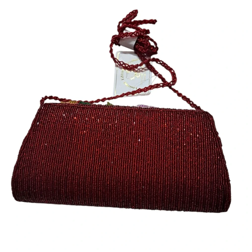 NWT‎ Hello Kitty Handbag Red Beaded Floral Embroidered Rare Limited Edition